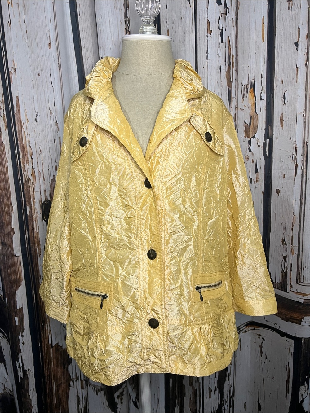Chico's Yellow Crinkle Coat
